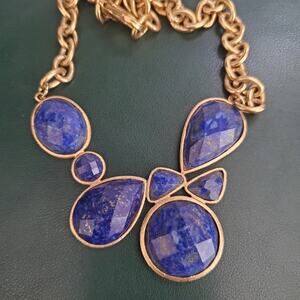 Rivka‎ Friedman Lapis Lazuli Necklace Gold Tone Faceted Stones Resort Vacation